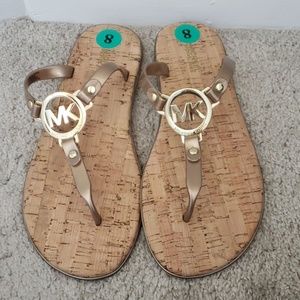 New Size 8 Michael Kors Gold Cork Sandals
